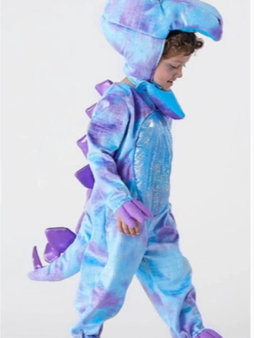 Pottery Barn Kids Purple and Blue Plush Dinosaur Costume with headpiece - Picture 4 of 4